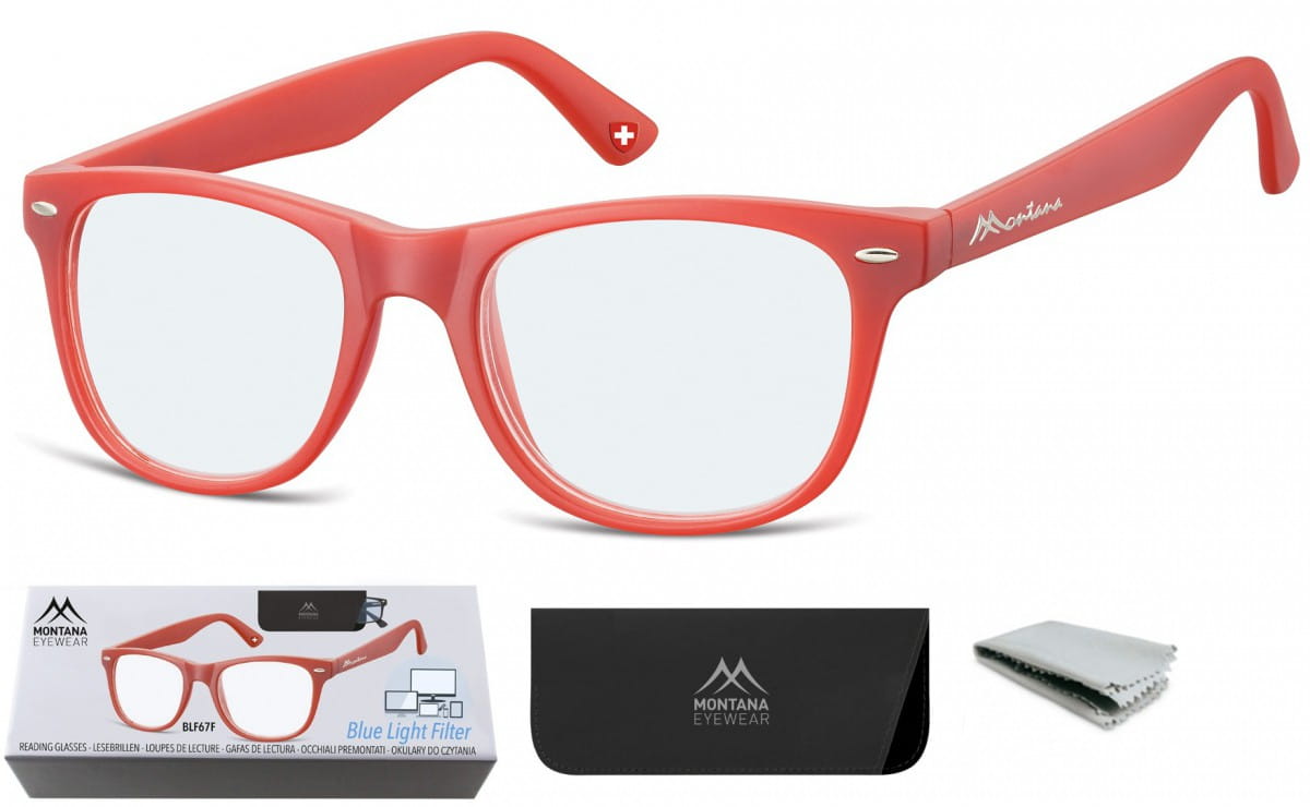 Okulary z filtrem do Komputera i Czytania moc: +1.00 Plusy z Antyrefleksem Montana BLFBOX67F