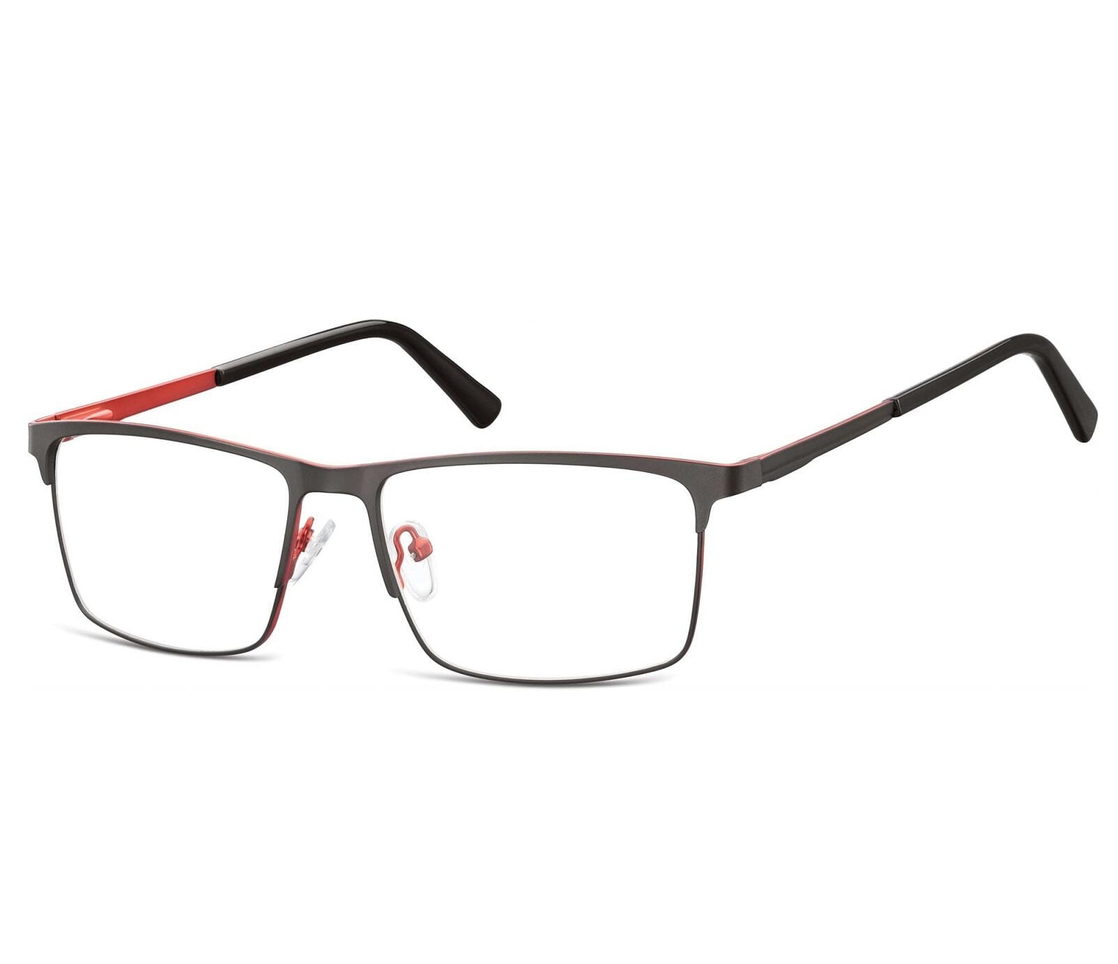Okulary zerówki korekcyjne Nerd Prostokątne Flex 909 czarno-czerwone