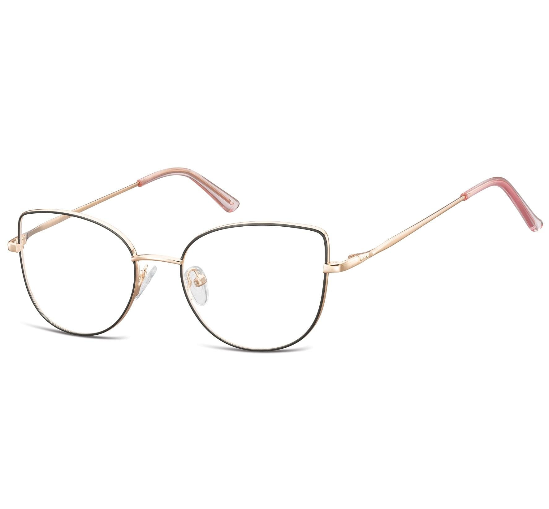 Okulary oprawki korekcyjne kocie oczy zerówki Sunoptic L119A złoto-czarne