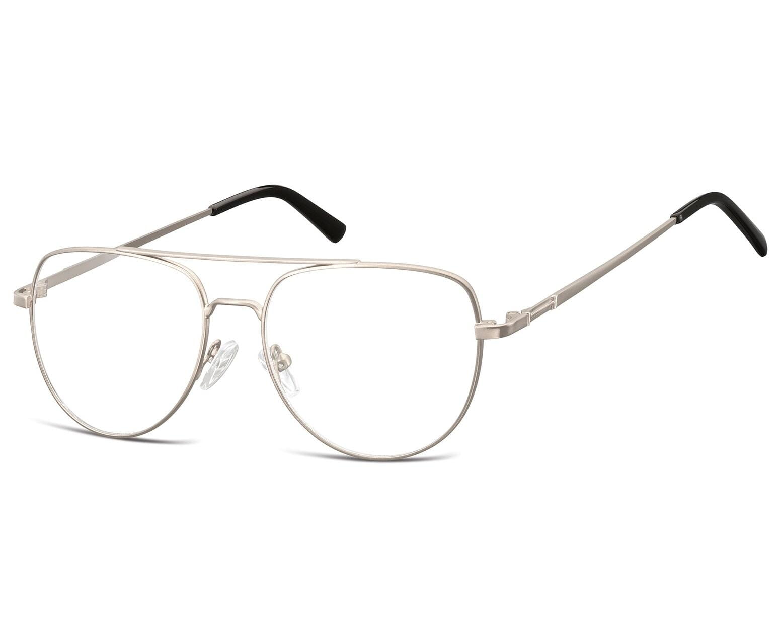 Okulary oprawki korekcyjne pilotki zerówki Sunoptic 889E srebrne