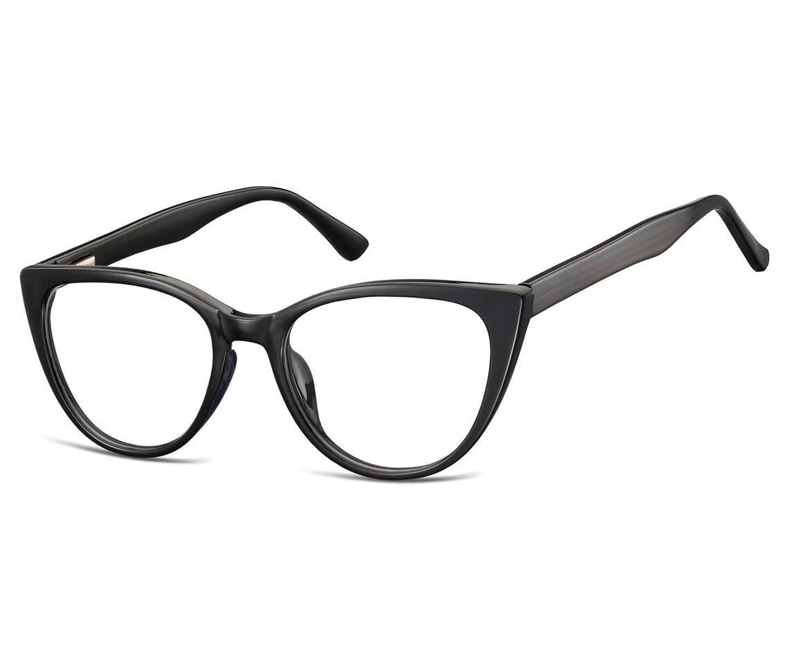 Okulary oprawki optyczne zerówki korekcyjne kocie oczy Sunoptic CP113 czarne