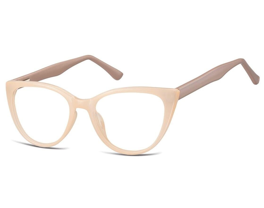 Okulary oprawki optyczne zerówki korekcyjne kocie oczy Sunoptic CP113C beżowo-brązowe
