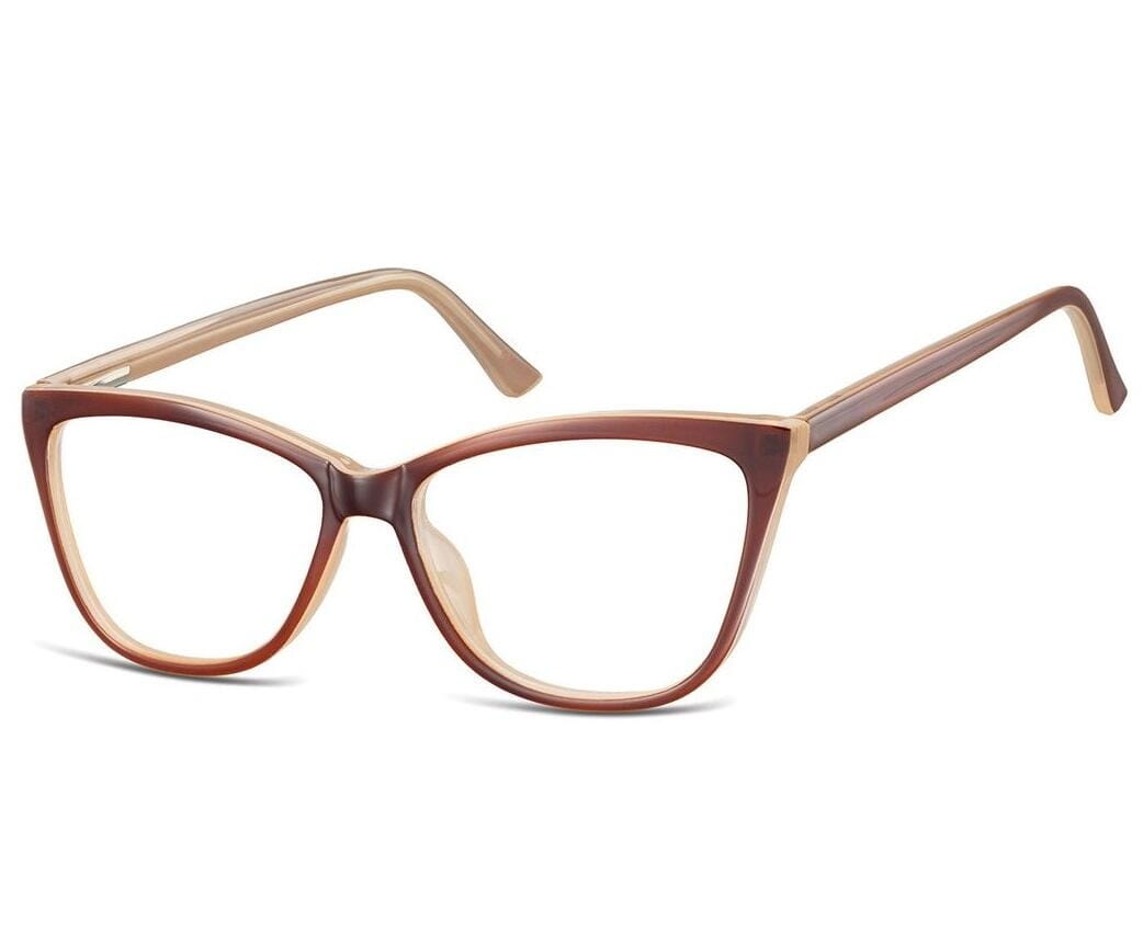 Okulary oprawki optyczne zerówki korekcyjne kocie oczy Sunoptic CP115C brązowo-beżowe