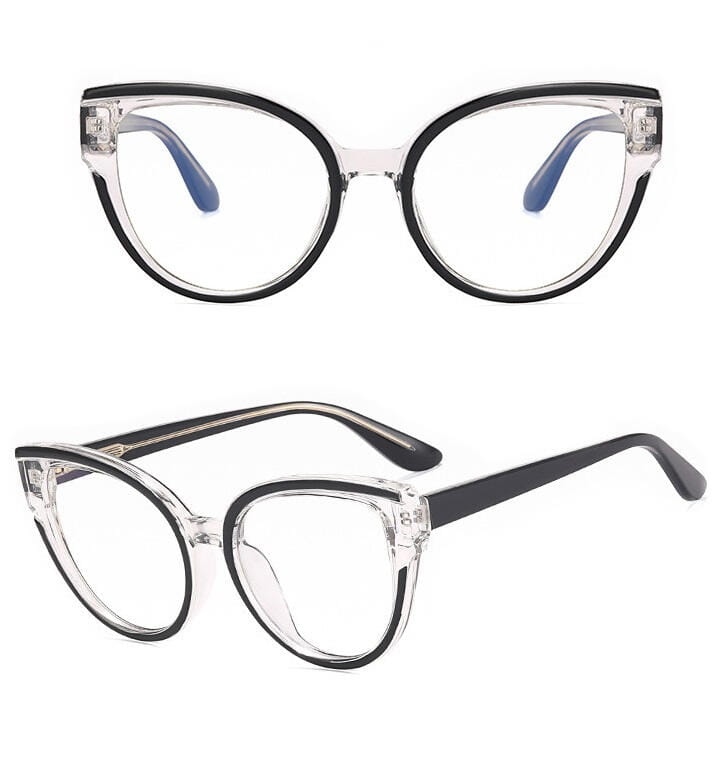 Damskie kocie okulary zerówki do komputera BLUE LIGHT z flexami 25128