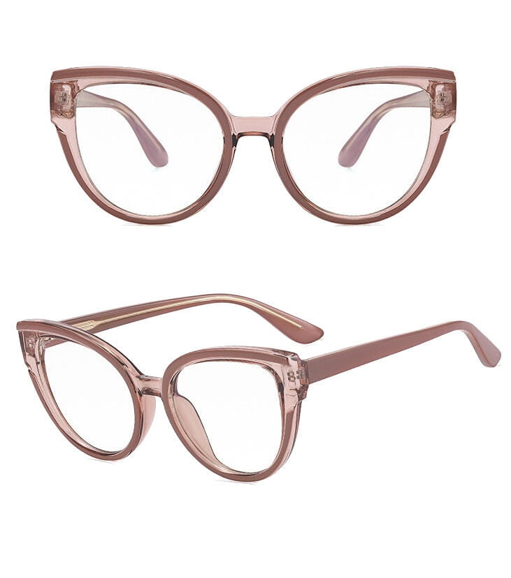 Damskie kocie okulary zerówki do komputera BLUE LIGHT z flexami 25128B