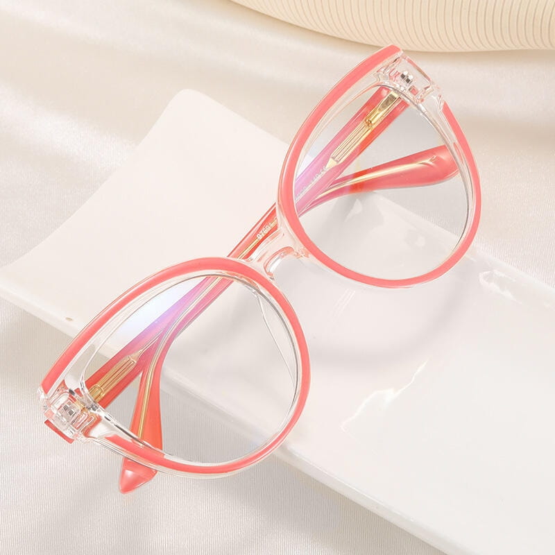 Damskie kocie okulary zerówki do komputera BLUE LIGHT z flexami 25128D