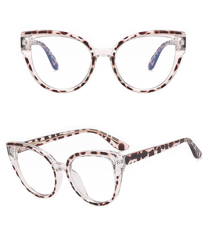 Damskie kocie okulary zerówki do komputera BLUE LIGHT z flexami 25128F