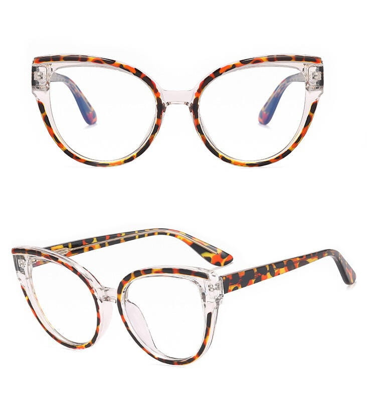 Damskie kocie okulary zerówki do komputera BLUE LIGHT z flexami 25128G