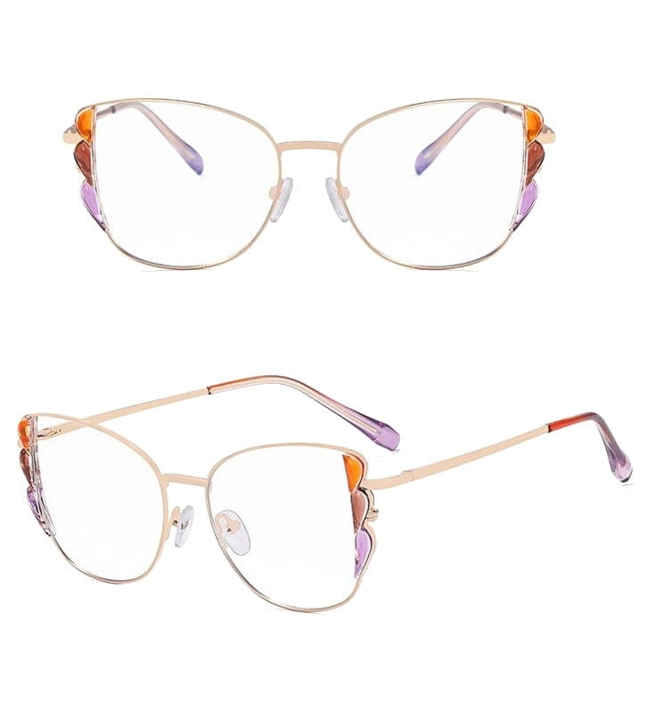 Damskie kocie okulary zerówki do komputera BLUE LIGHT z flexami 25129F