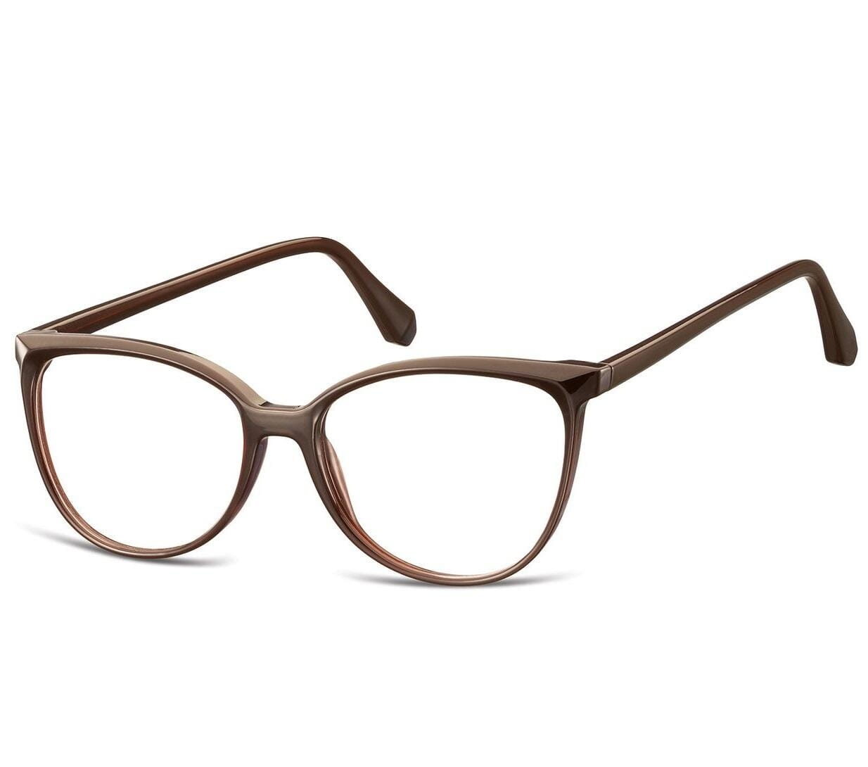 Damskie okulary optyczne zerówki kocie oczy Sunoptic CP116C ciemnobrązowe