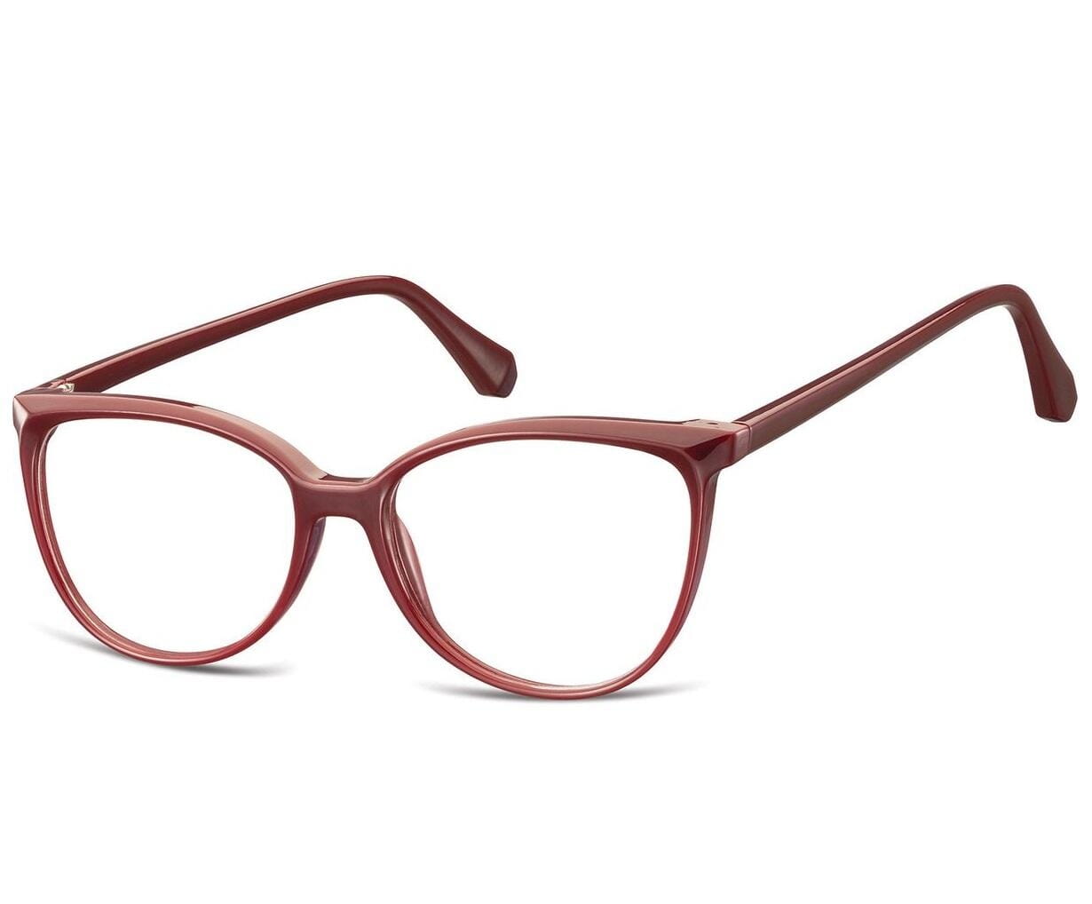 Damskie okulary optyczne zerówki kocie oczy Sunoptic CP116D bordowe
