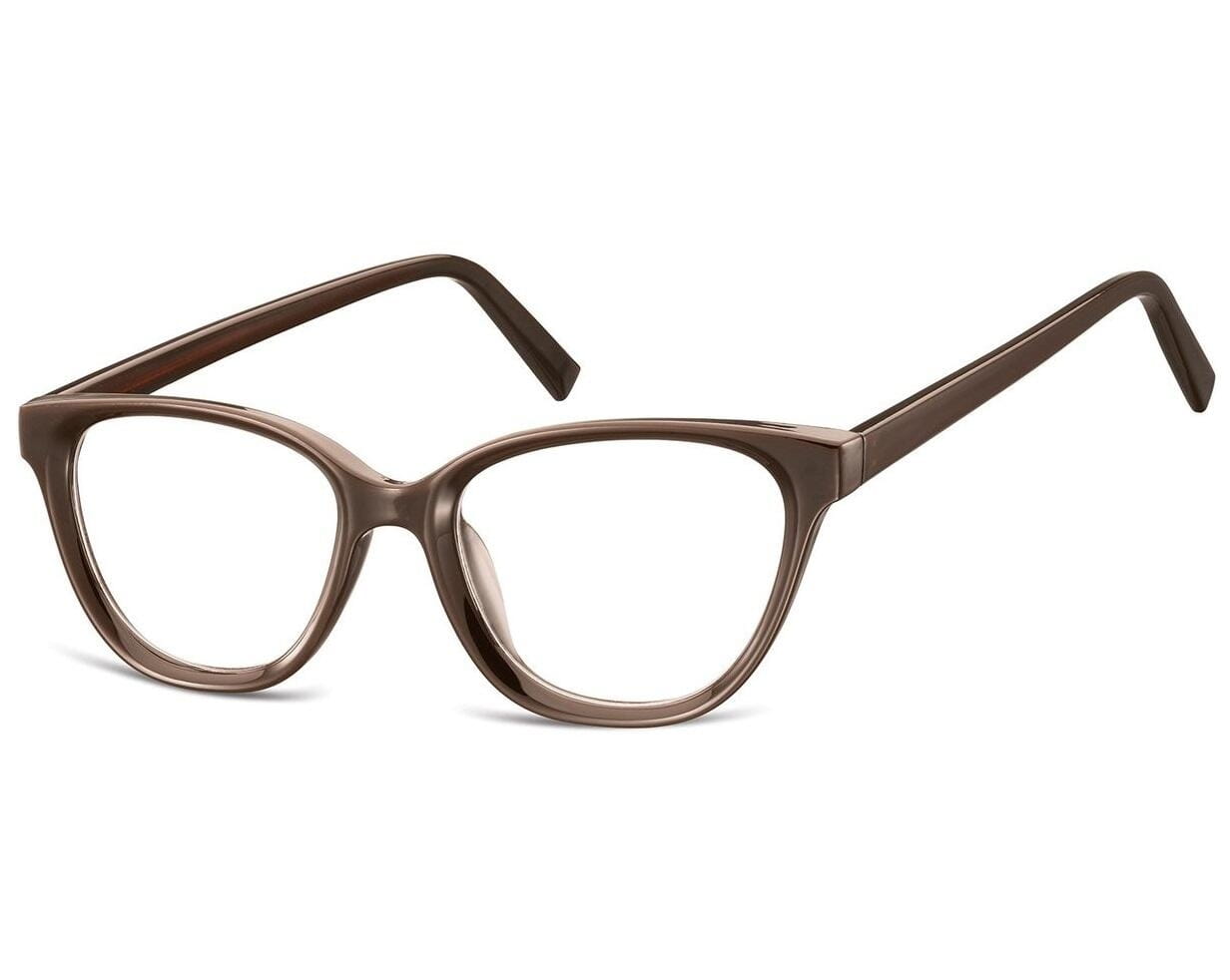 Damskie okulary optyczne zerówki kocie oczy Sunoptic CP117C brązowe