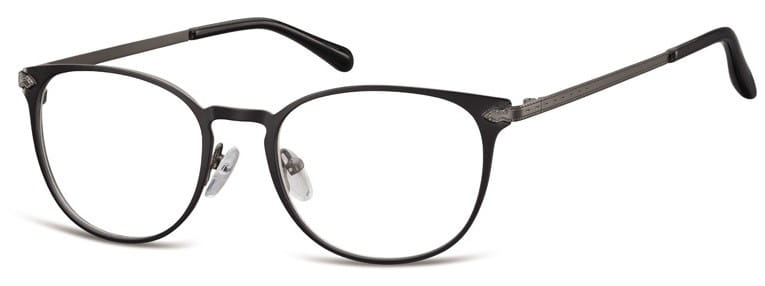 Okulary Oprawki damskie kocie oczy stalowe Sunoptic 992A czarno grafitowe