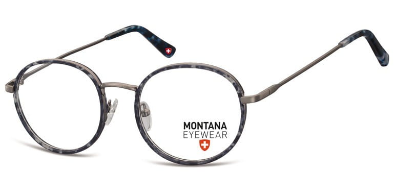 Panterkowe niebieskie Lenonki okrągłe Okulary Oprawki optyczne MM608D