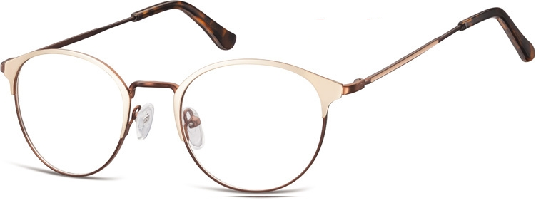 Oprawki okularowe Lenonki damskie stalowe Sunoptic 973C złoto-kawowe