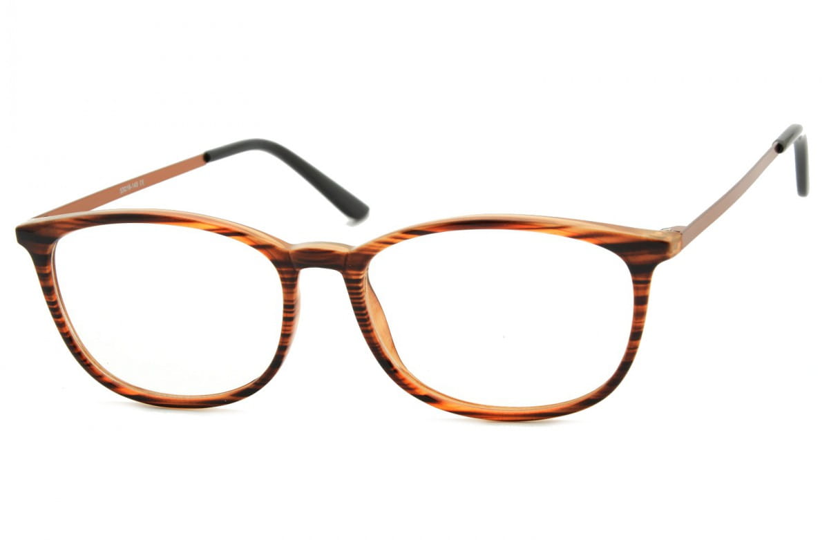 Okulary oprawki korekcyjne Nerdy zerówki Sunoptic CP143G brązowe-imitacja drewna