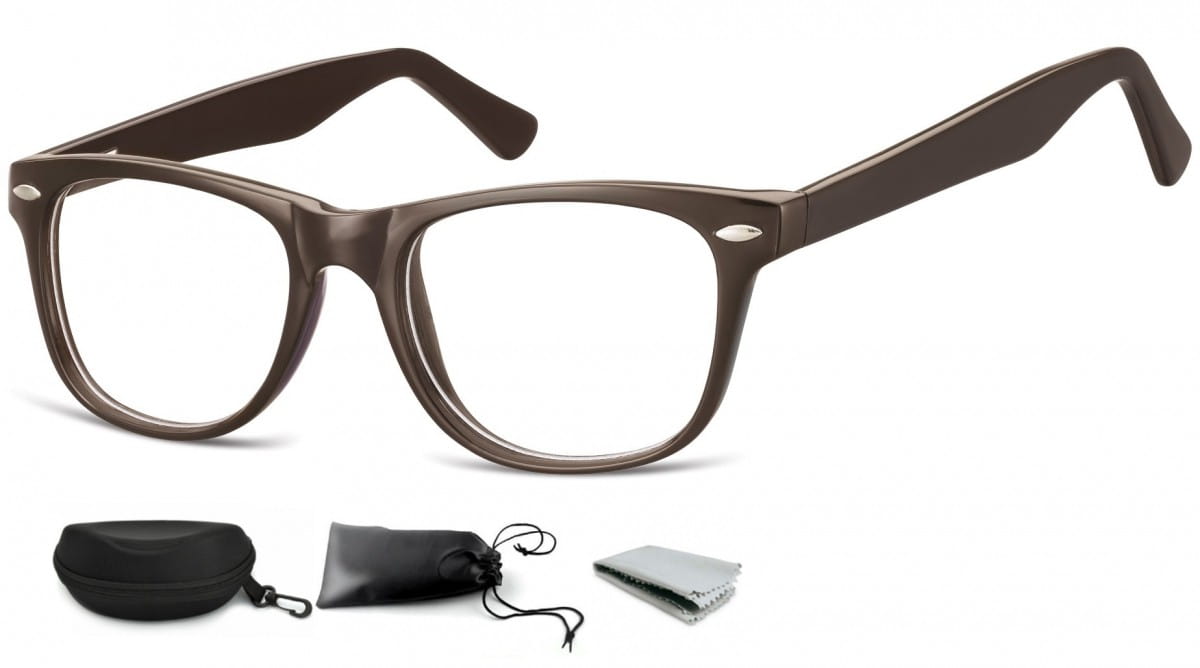 Okulary oprawki zerówki korekcyjne Nerdy Flex Sunoptic AC15C brązowe