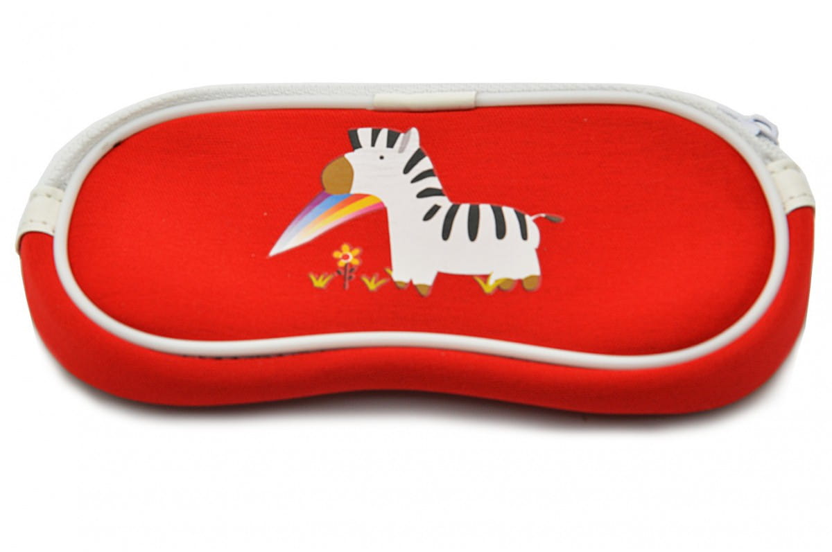 Etui Futerał na okulary dla dzieci Czerwone z zebrą SC-10C
