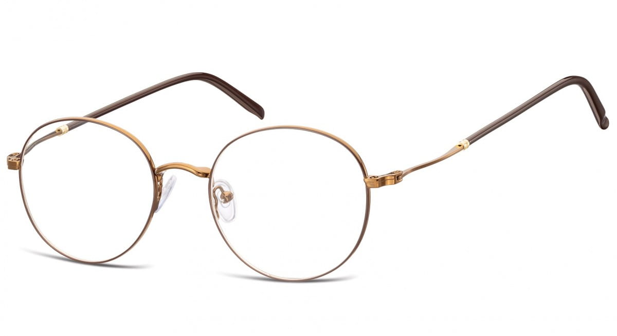 Lenonki okrągłe Okulary oprawki optyczne 927G brązowo-kawowe