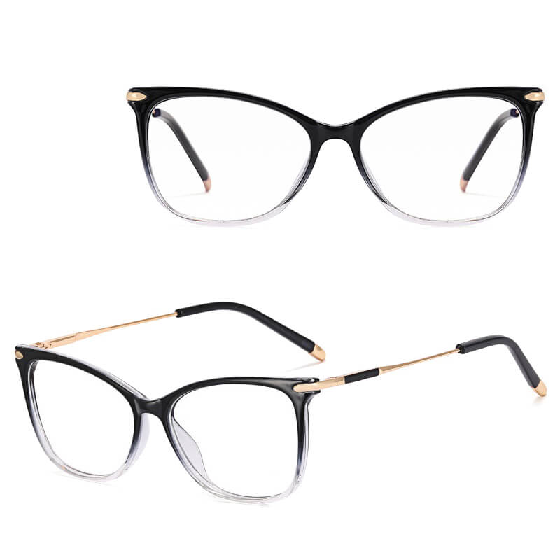 Damskie okulary kocie oczy SLIM zerówki do komputera BLUE LIGHT 25151A