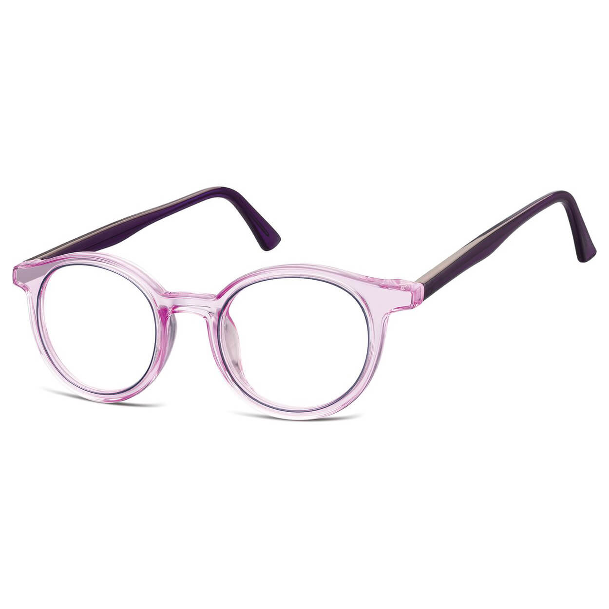 Okrągłe oprawki korekcyjne okulary zerówki TR-97C fioletowy transparentny