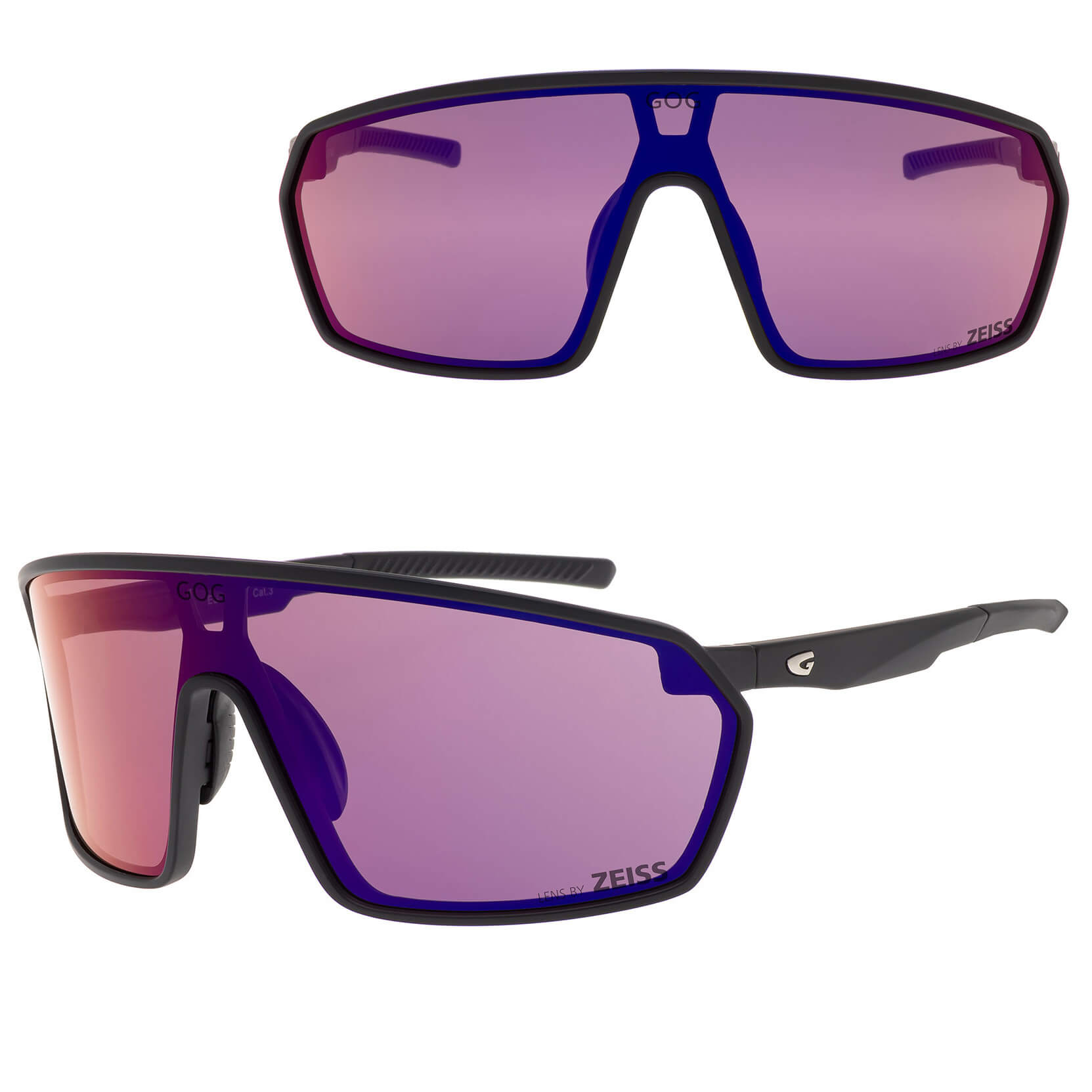 Okulary przeciwsłoneczne sportowe LENS BY ZEISS - GOG E610-2 czarny/fiolet