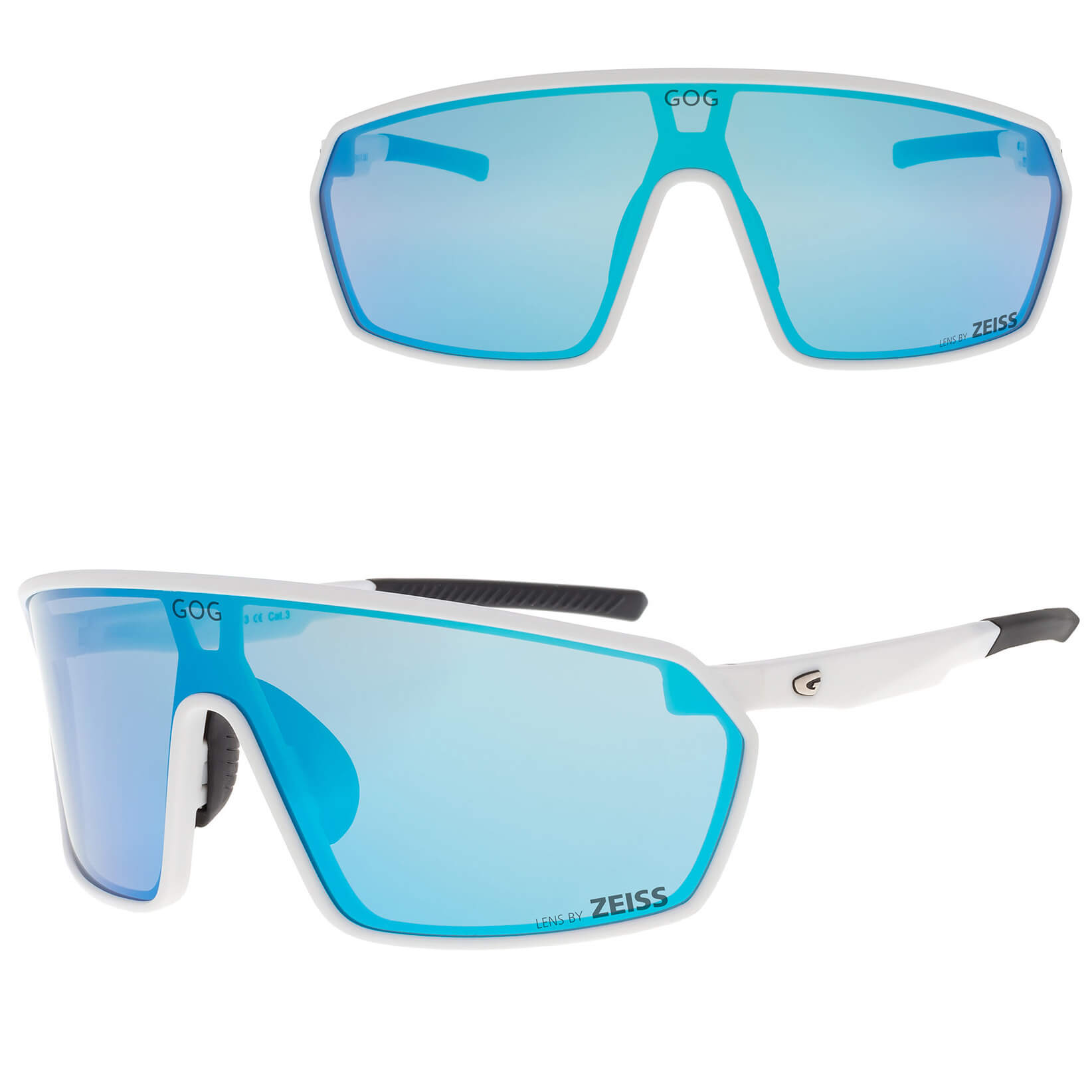 Okulary przeciwsłoneczne sportowe LENS BY ZEISS - GOG E610-3 biały/niebieski