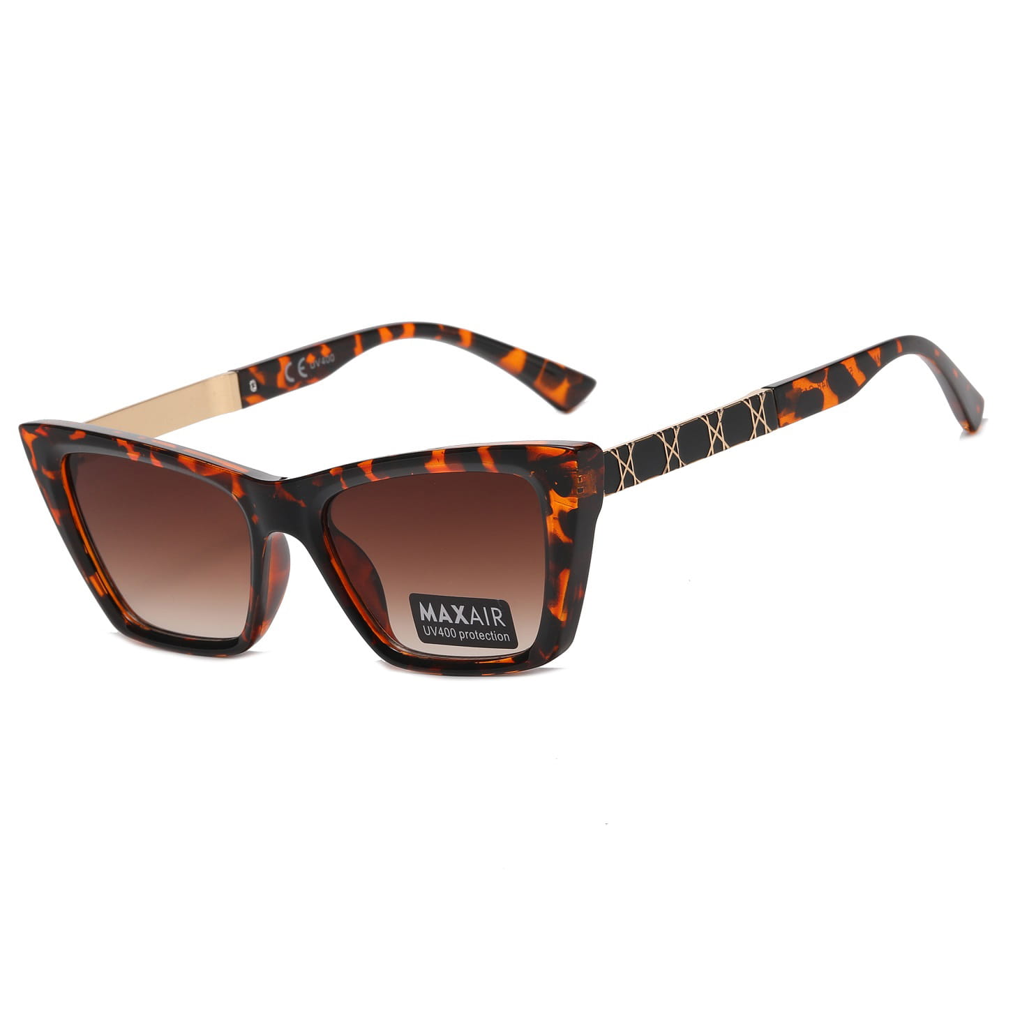 Damskie okulary przeciwsłoneczne kocie z filtrem UV400 ST-MAX10B panterka/brąz