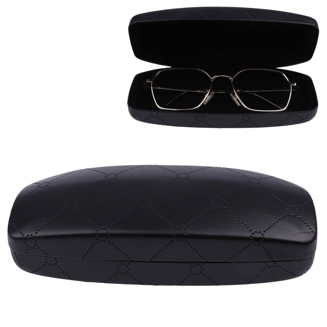 Czarne etui na okulary w kratę STHC-97