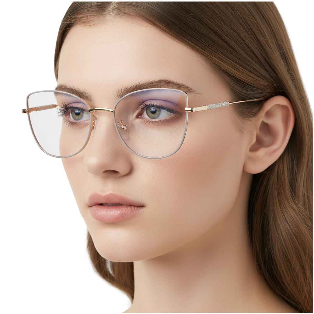 Okulary kocie do komputera damskie z filtrem BLUE Light zerówki 2576-1