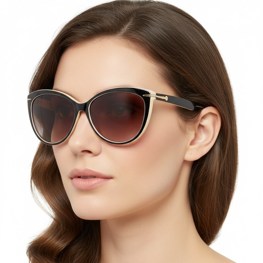 Damskie okulary przeciwsłoneczne z polaryzacją EST-14-2 krem/brąz
