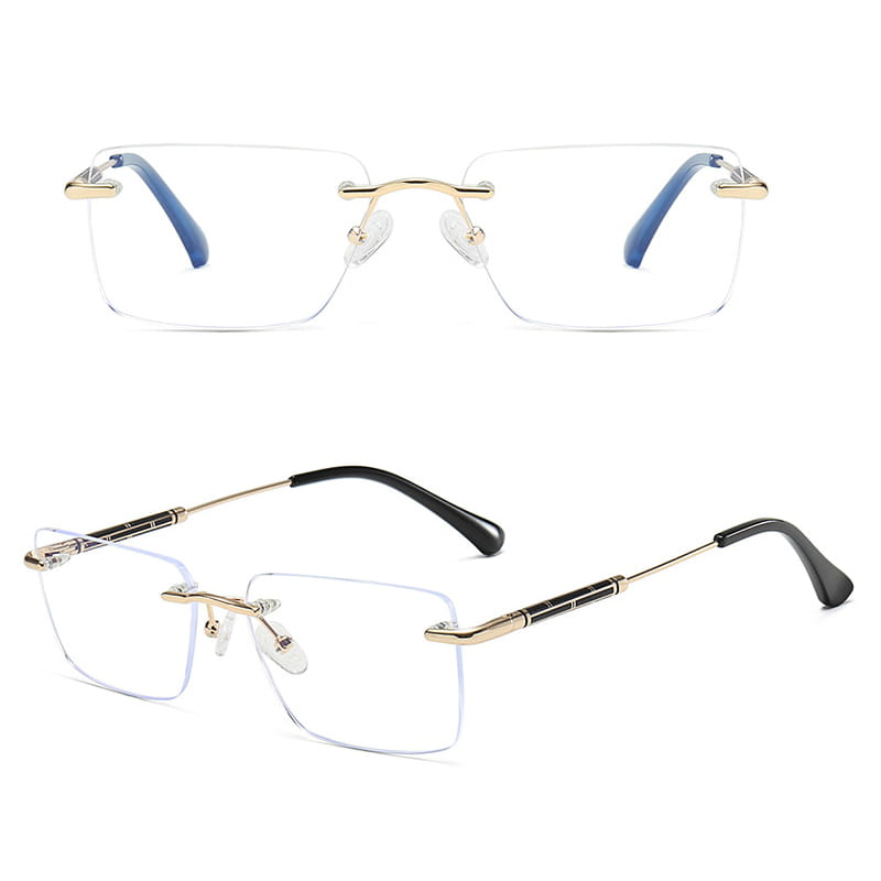 Bezramkowe okulary zerówki do komputera z filtrem Blue Light 25188 złoty/czarny