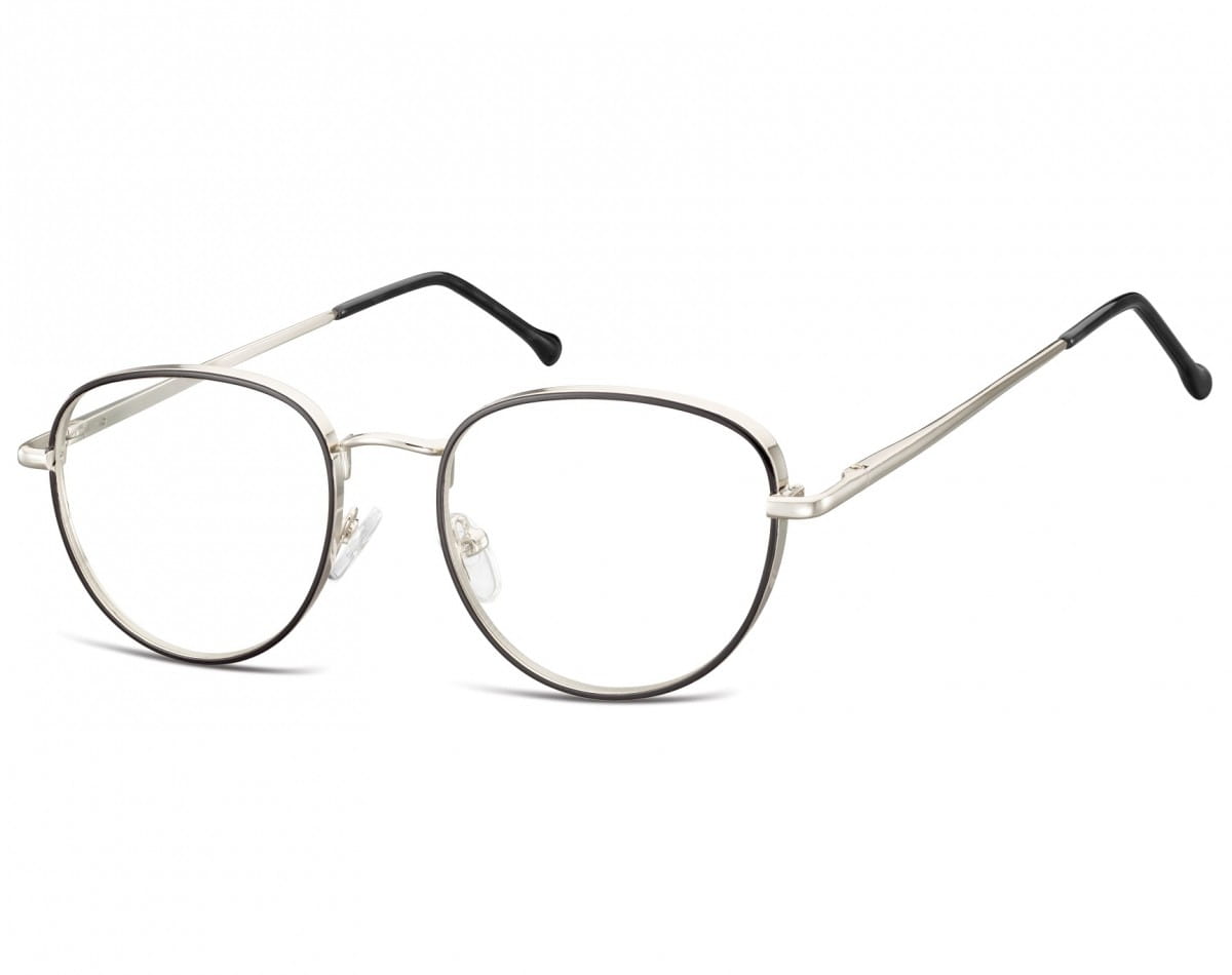 Owalne Okulary oprawki optyczne 918E czarno-srebrne