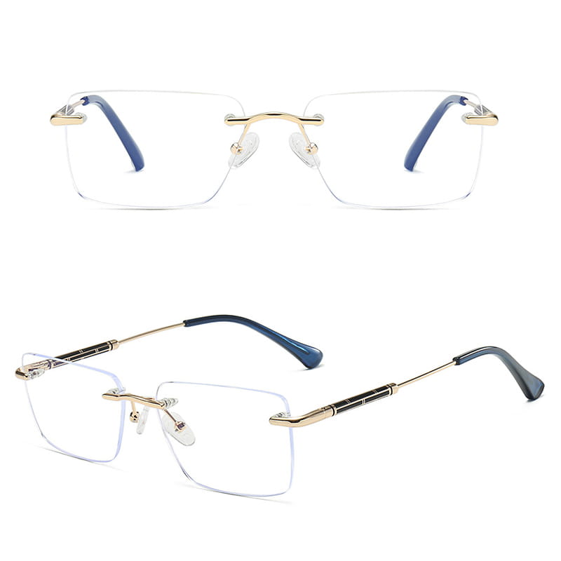 Bezramkowe okulary zerówki do komputera z filtrem Blue Light 25188B złoty/granat