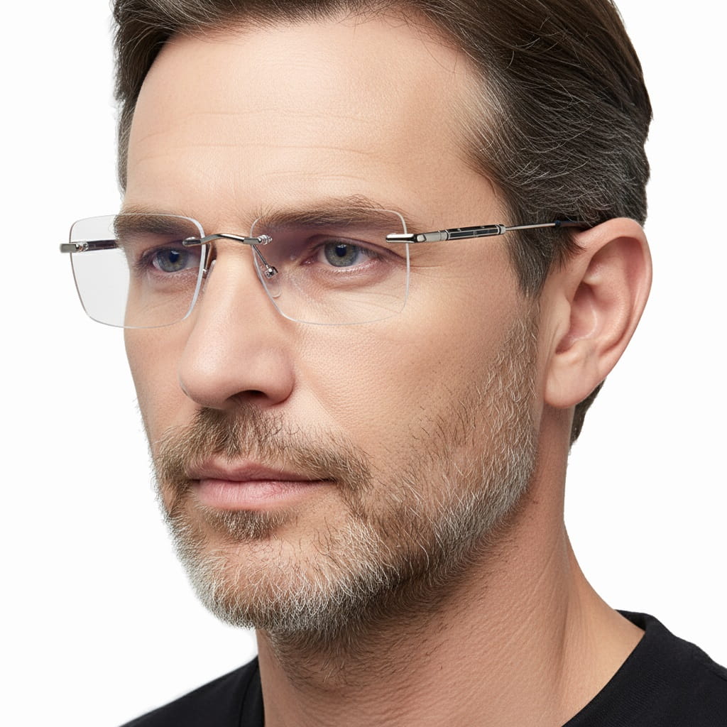 Bezramkowe okulary zerówki do komputera z filtrem Blue Light 25188C srebrny/czarny