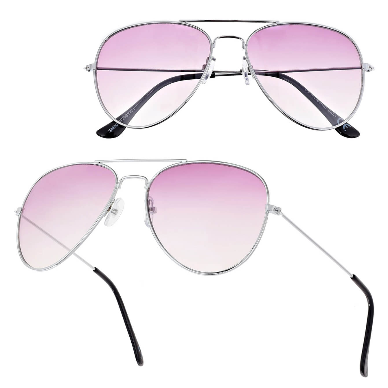 Okulary przeciwsłoneczne pilotki cieniowane w kat.1 - 2163TS srebrny/fiolet