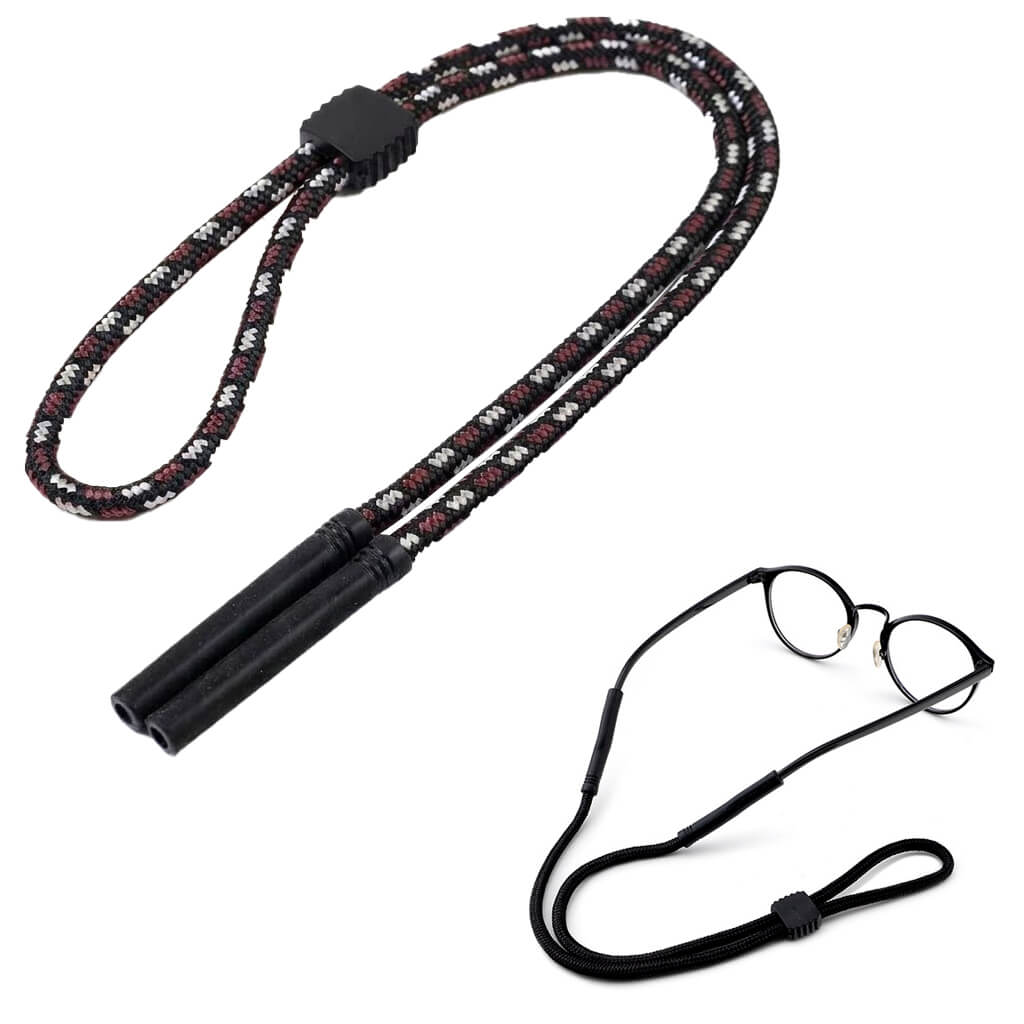 Regulowany gruby Sznurek do okularów 33cm - Czarny/Biały/Brąz