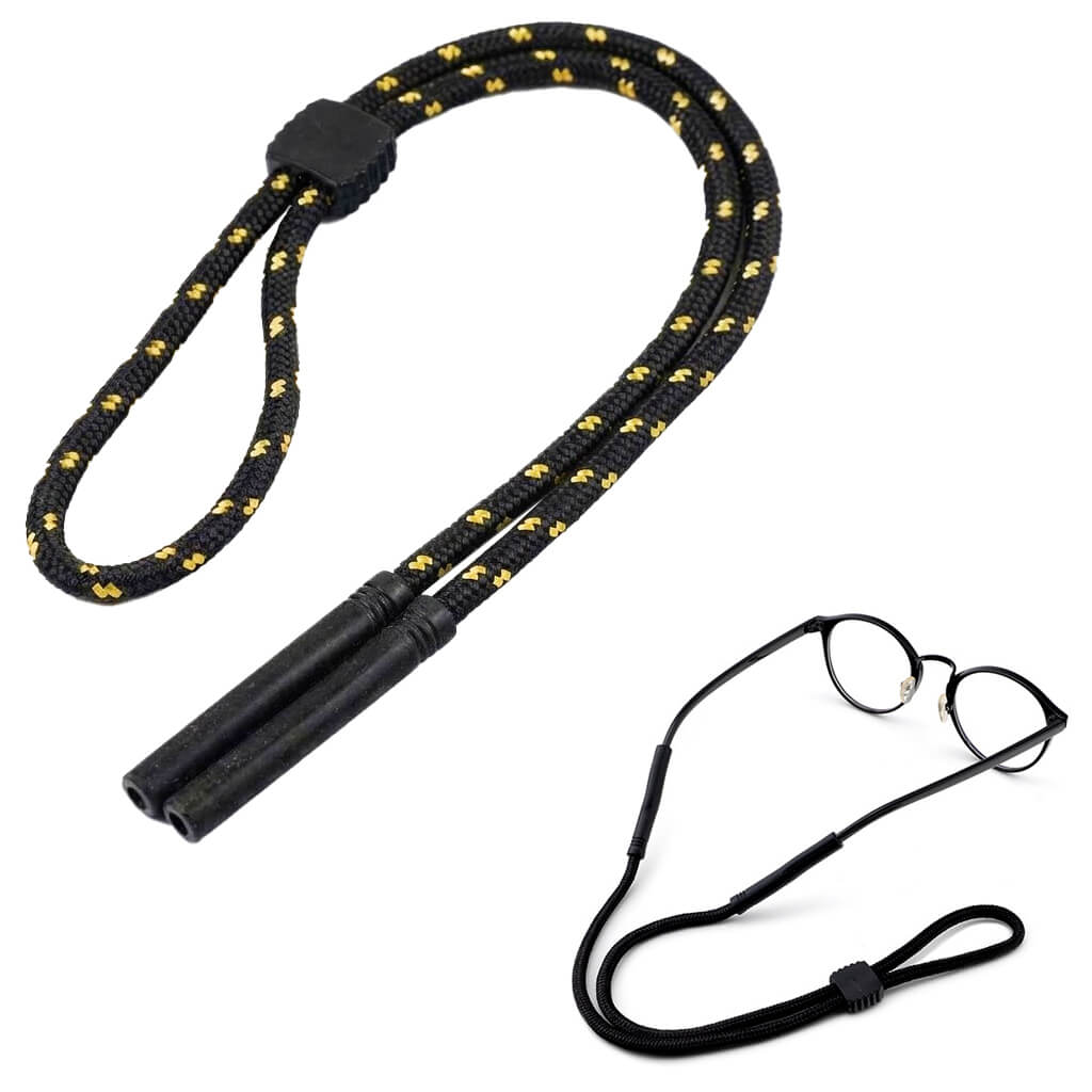 Regulowany gruby Sznurek do okularów 33cm - Czarny/Żółty
