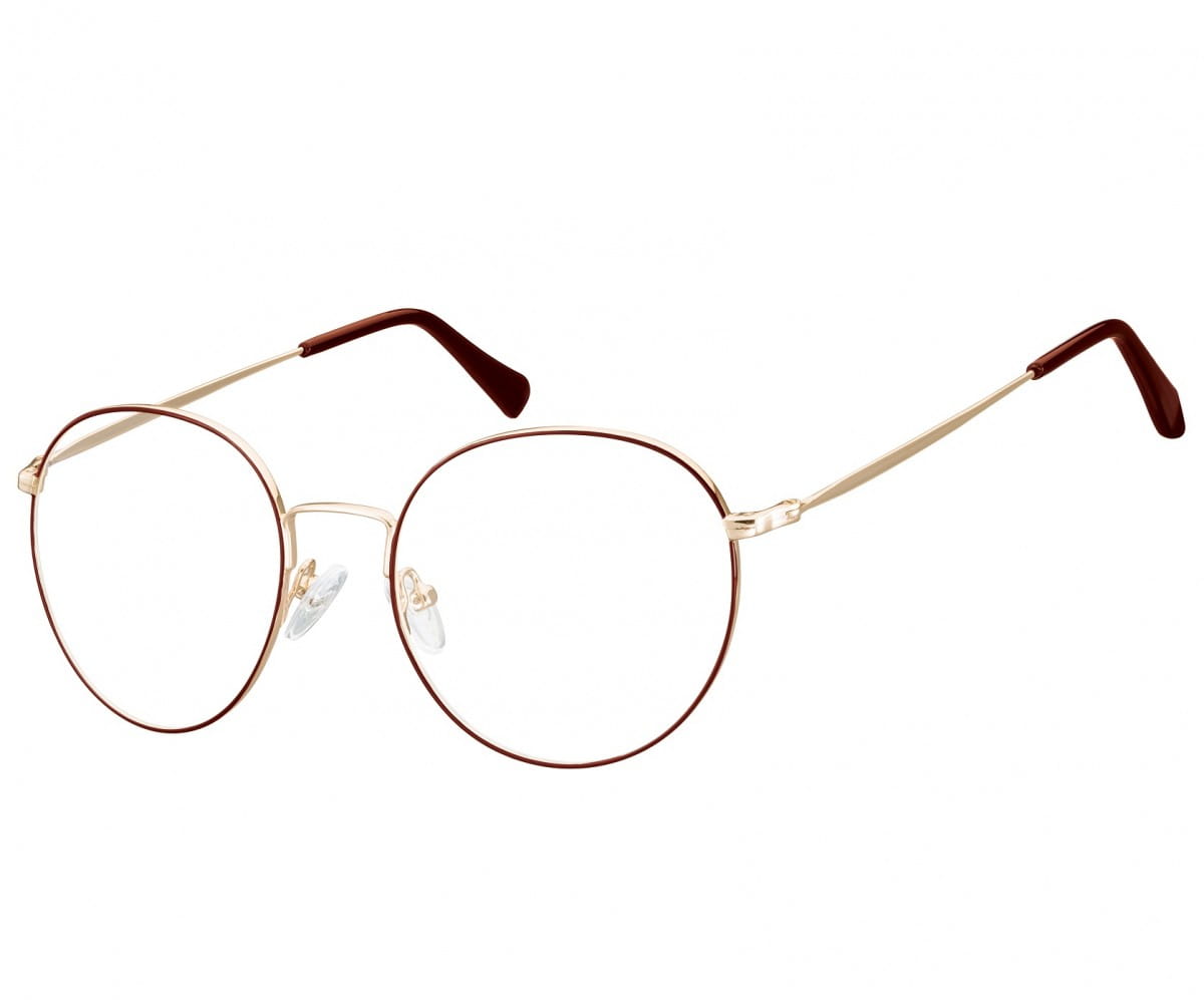 Okulary  Lenonki okrągłe Oprawki optyczne 915G złoto-czerwone