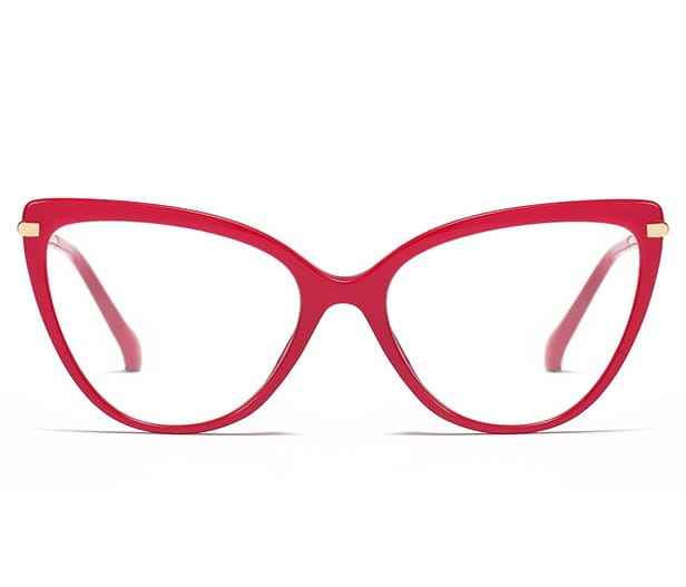 Czerwone okulary kocie do komputera damskie z filtrem BLUE Light zerówki 2563-2